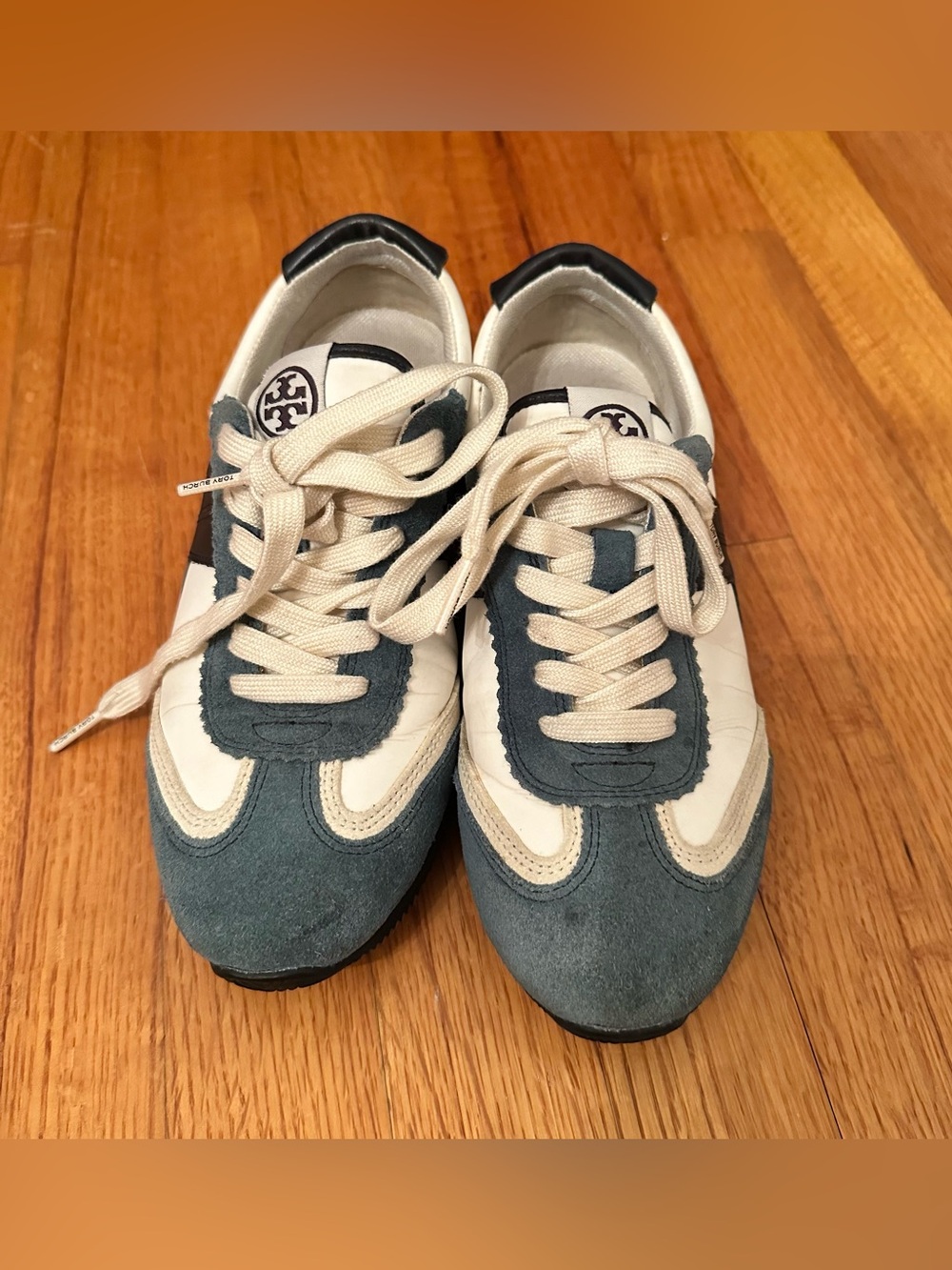 Tory Burch Hank Sneakers/ Snow White/Bright Navy Size 5.5
